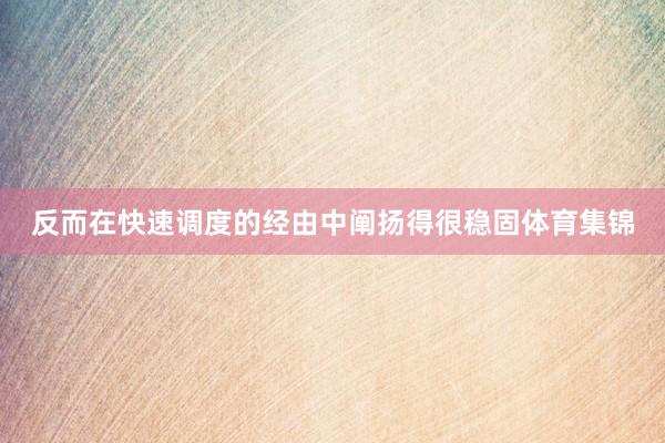 反而在快速调度的经由中阐扬得很稳固体育集锦