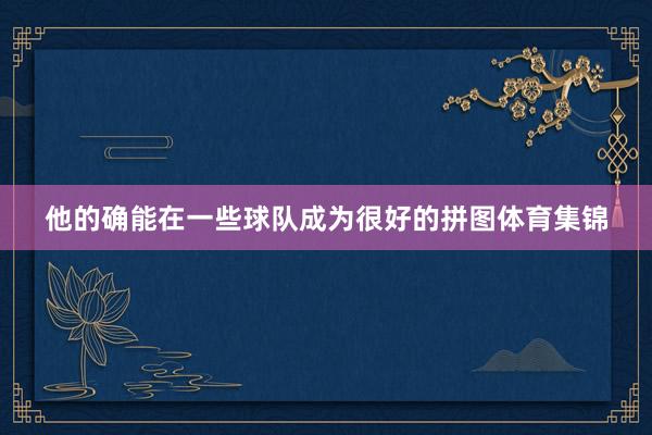 他的确能在一些球队成为很好的拼图体育集锦