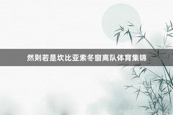 然则若是坎比亚索冬窗离队体育集锦
