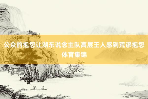 公众的抱怨让湖东说念主队高层王人感到荒谬抱怨体育集锦