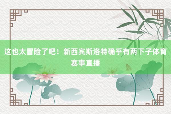 这也太冒险了吧！新西宾斯洛特确乎有两下子体育赛事直播