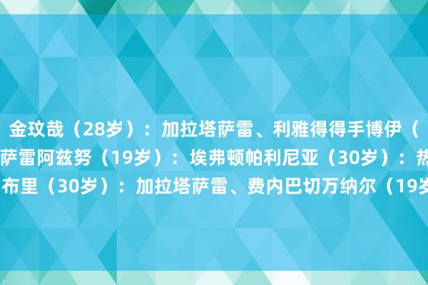 金玟哉（28岁）：加拉塔萨雷、利雅得得手博伊（24岁）：马赛、加拉塔萨雷阿兹努（19岁）：埃弗顿帕利尼亚（30岁）：热刺、国米、曼联格纳布里（30岁）：加拉塔萨雷、费内巴切万纳尔（19岁）：汉堡、不莱梅、斯图加特萨拉戈萨（23岁）：葡体、巴萨、塞尔塔    体育录像/图片