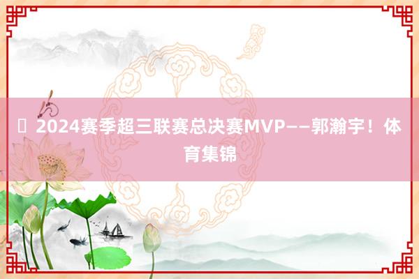 ⭐2024赛季超三联赛总决赛MVP——郭瀚宇！体育集锦