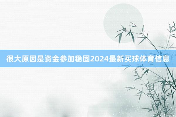 很大原因是资金参加稳固2024最新买球体育信息