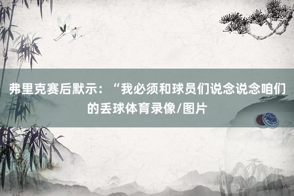 弗里克赛后默示:“我必须和球员们说念说念咱们的丢球体育录像/图片