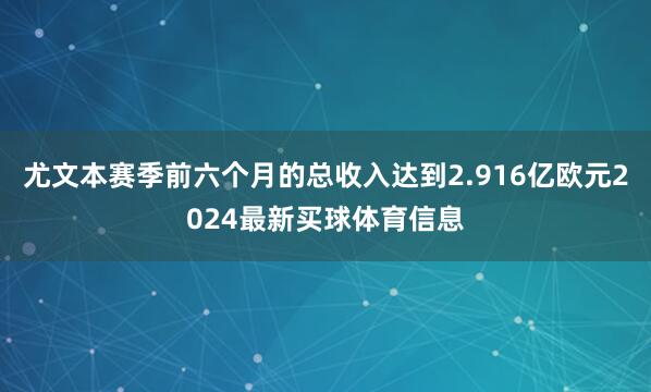 尤文本赛季前六个月的总收入达到2.916亿欧元2024最新买球体育信息