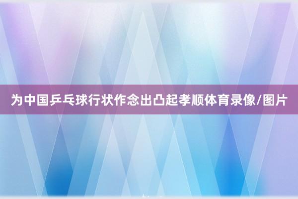 为中国乒乓球行状作念出凸起孝顺体育录像/图片
