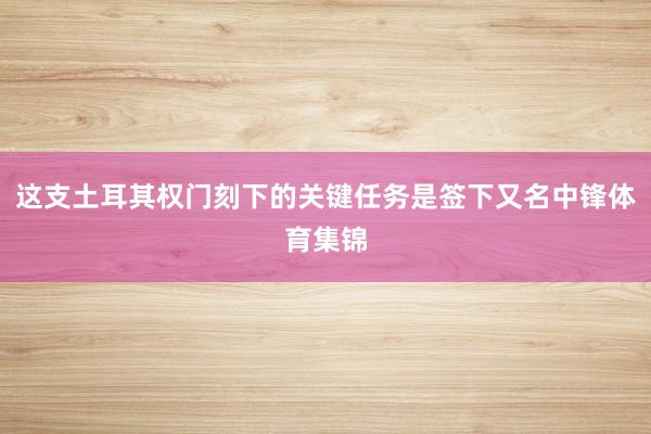 这支土耳其权门刻下的关键任务是签下又名中锋体育集锦