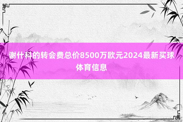 谢什科的转会费总价8500万欧元2024最新买球体育信息